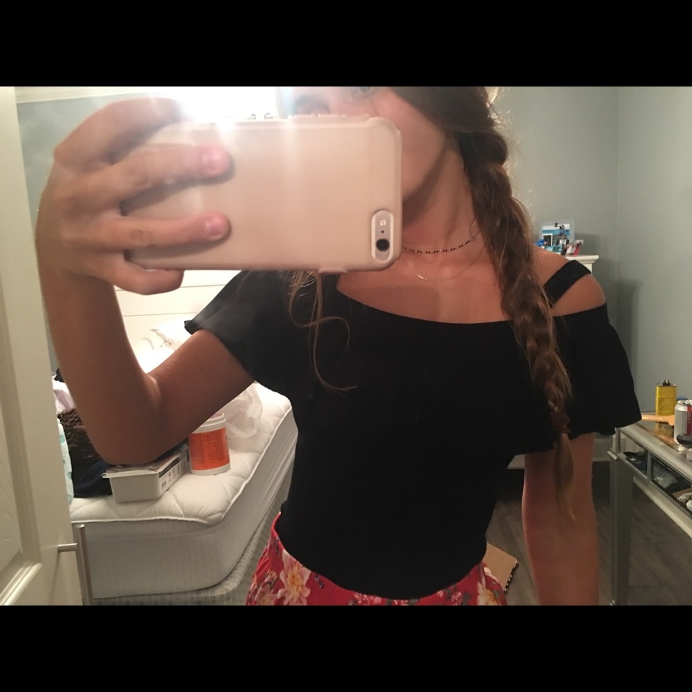 Off the shoulder black layered top